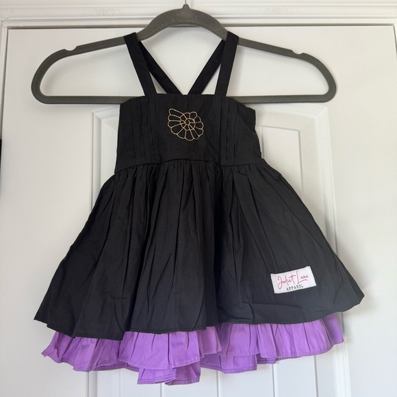 Juliet Lane Apparel Girls Black Ruffle Seashell Sundress - Picture 1 of 9
